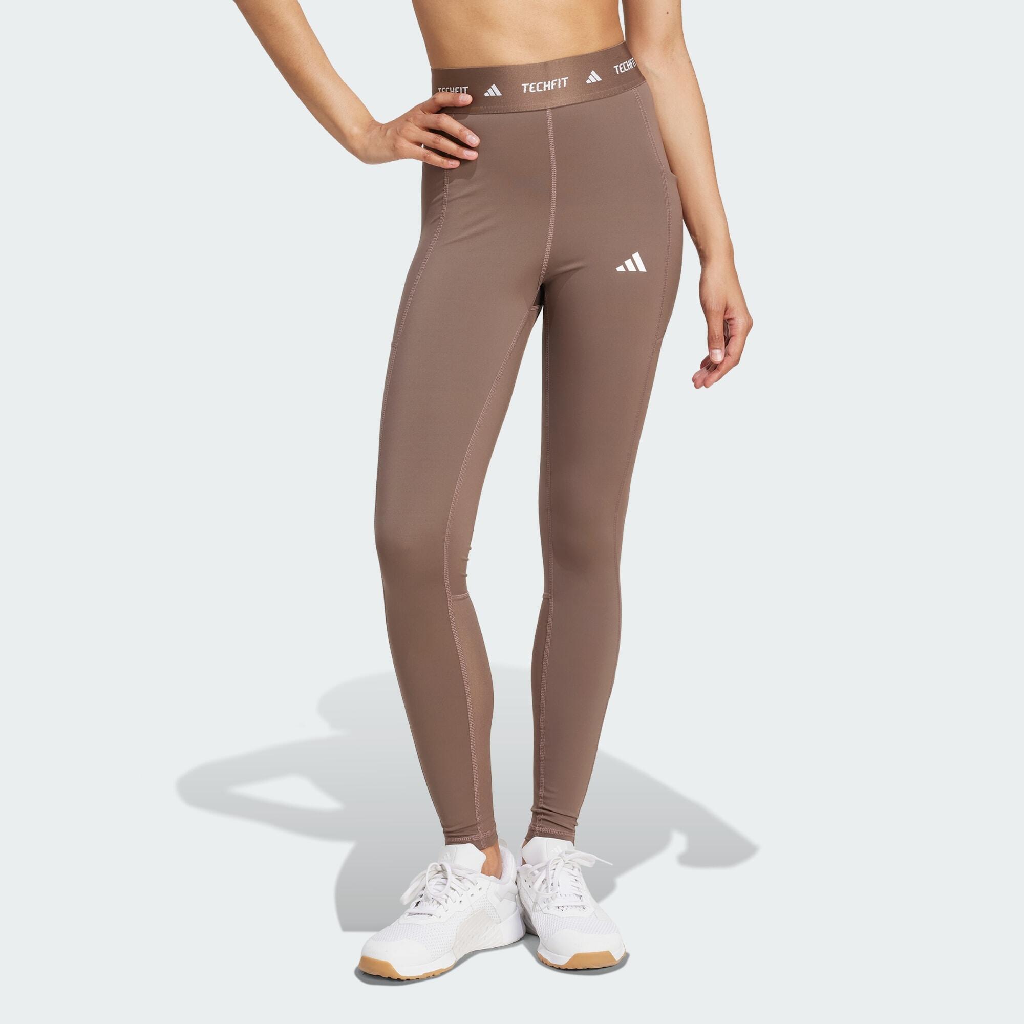 Adidas - Legging Long Poche Dissimulée Techfit - Collant - Beige|kaki - 48 Xl - Decathlon