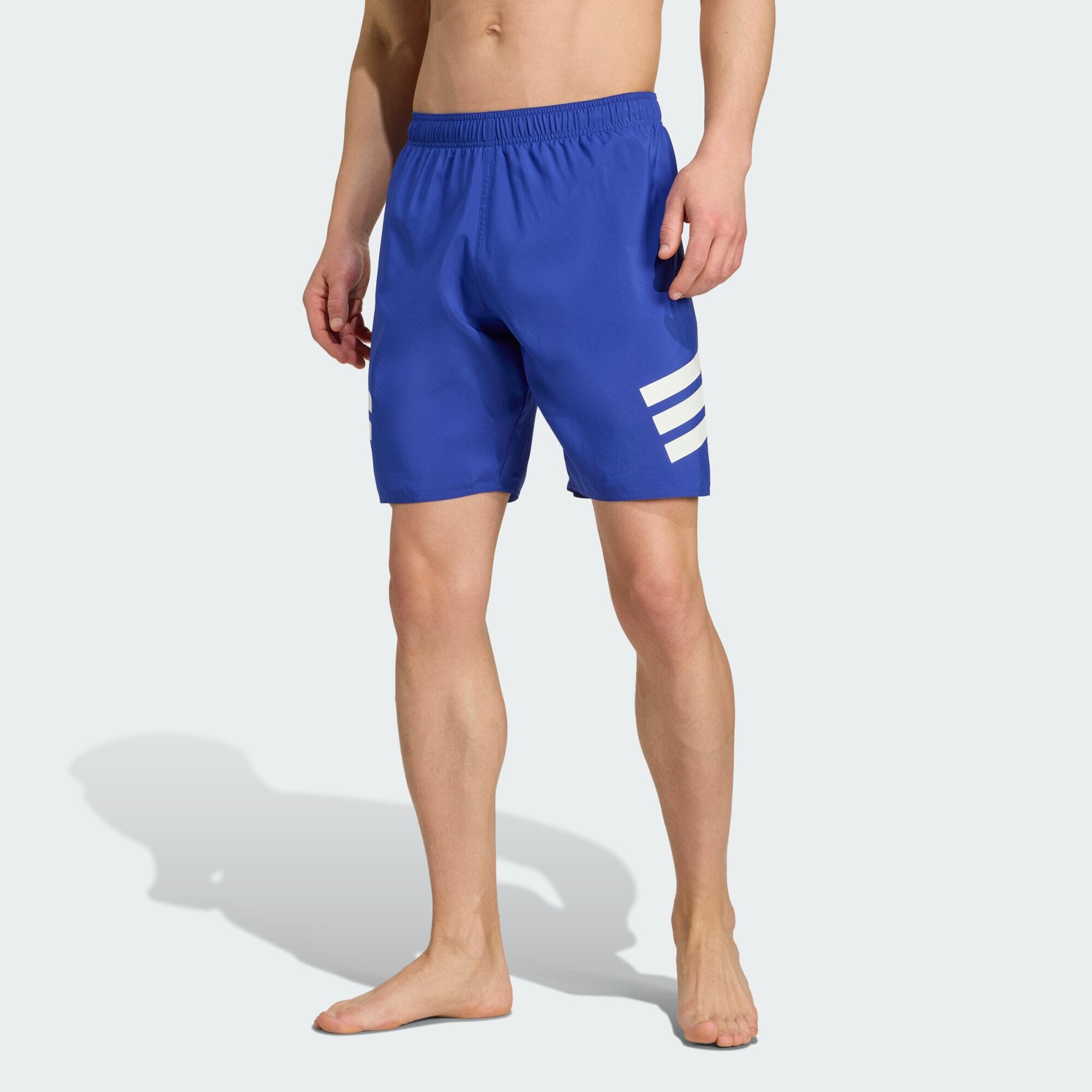Adidas - Short De Bain 3 Bandes 20,3 Cm - Boxer De Bain - Blanc|bleu - Decathlon