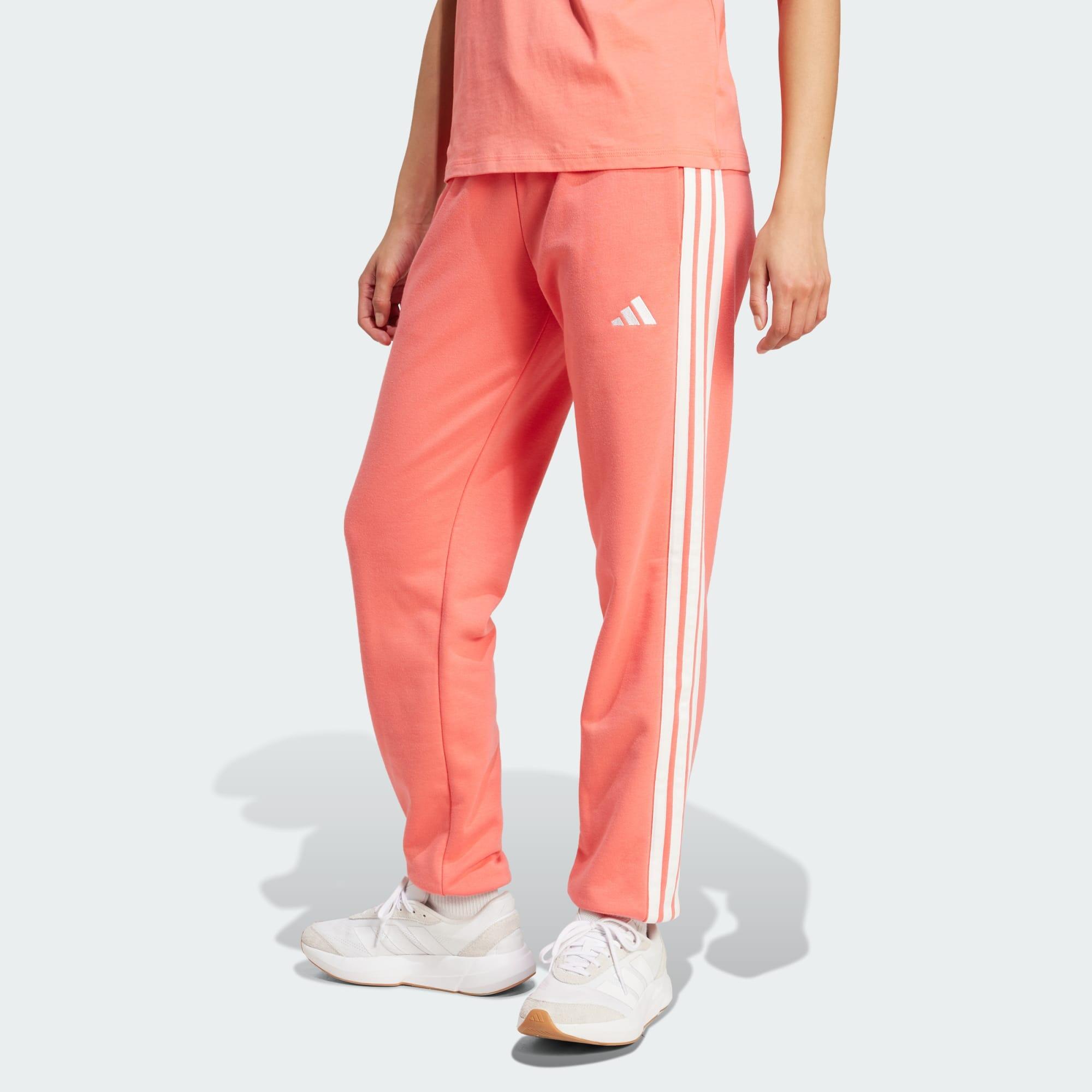 Adidas - Pantalon À Revers French Terry 3 Bandes Essentials - Pantalons - Blanc|jaune|orange - 36 Xs - Decathlon