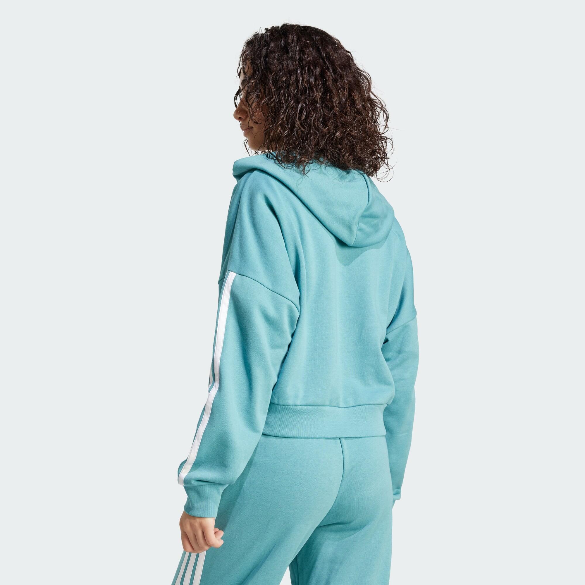 Sweat-shirt à capuche zip 1/4 french terry 3 bandes Essentials 3/5