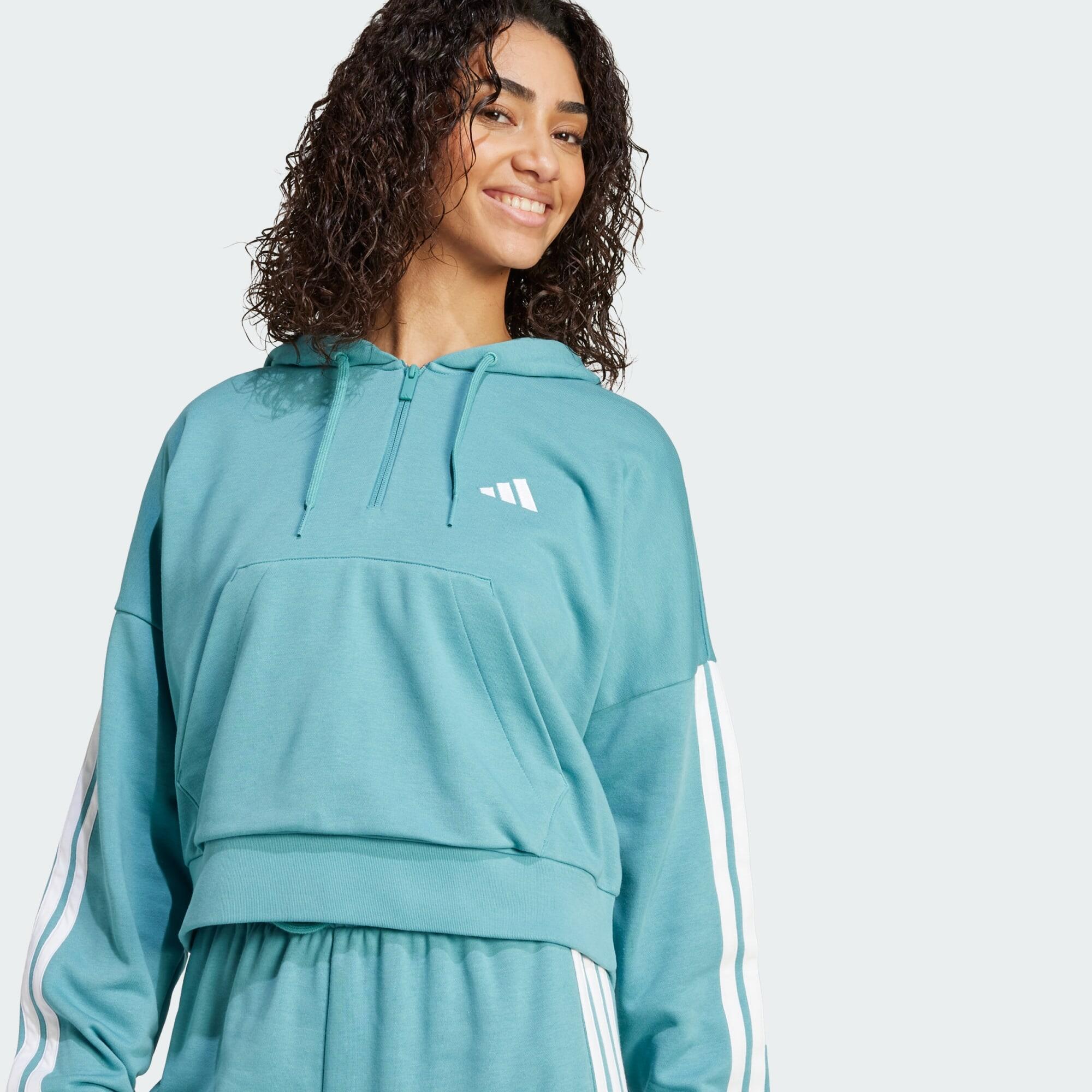 Sweat-shirt à capuche zip 1/4 french terry 3 bandes Essentials 5/5