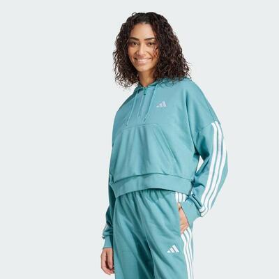 Essentials 3-stripes french terry hoodie met korte rits
