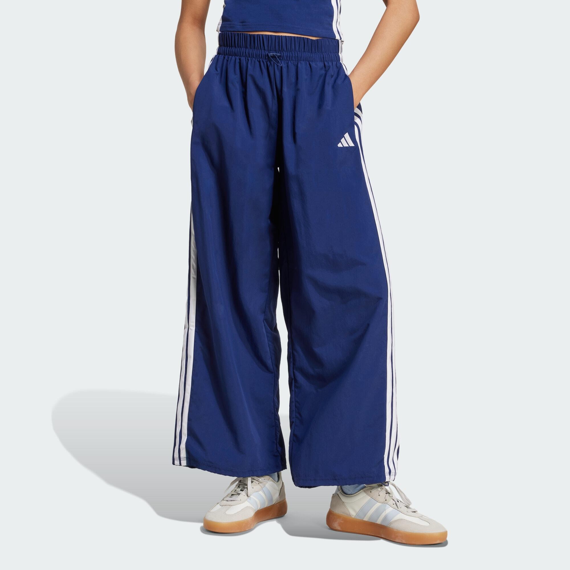 Adidas - Pantalon Parachute Toile 3 Bandes Lifestyle Essentials - Pantalons - Blanc|bleu - 40 M - Decathlon