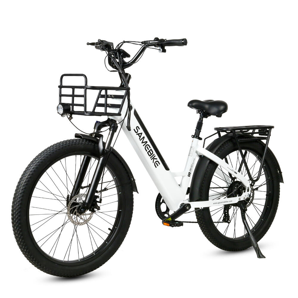 Electric City Bike with front basket SAMEBIKE RS-A01 Plus with 48V 14Ah Battery