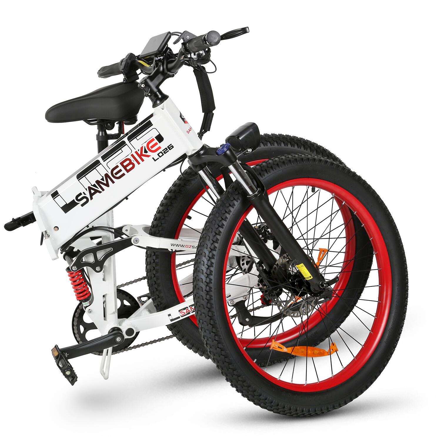 SAMEBIKE Elektrische fiets, 66 cm (26 inch), 48 V, 14 Ah, afneembare accu, e -bike voor elk terrein en MTB, strand en sneeuw (wit