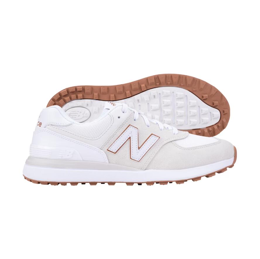New Balance 574 Greens V2, Zapatos de Golf Mujer, Arena/Blanco 5/5