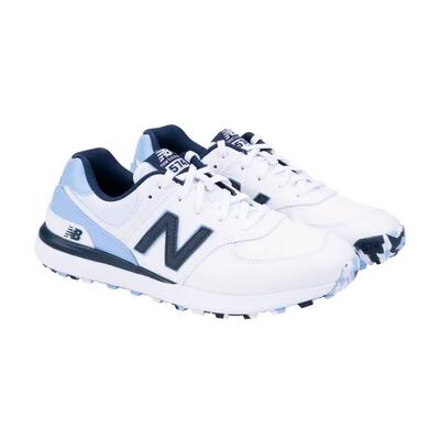 New Balance 574 Greens V2, Zapatos de Golf Mujer, Blanco/Azul