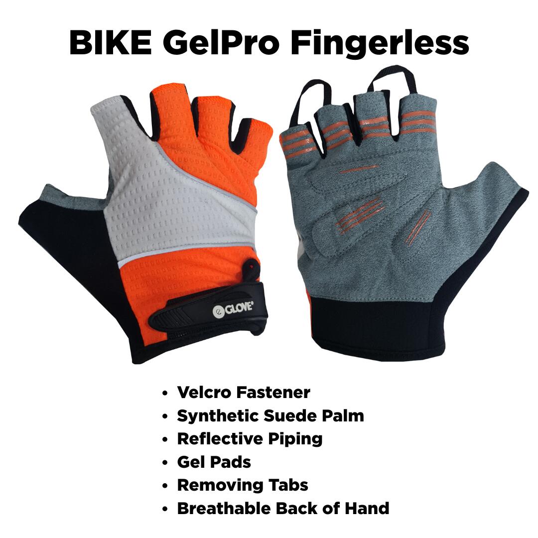 BIKE GelPro Fingerless Gloves- Lightweight Grip & Gel Protection - Flouro Orange 2/5