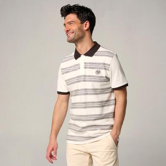 Polo Heritage Homme Roland-Garros - Ecru et Chocolat