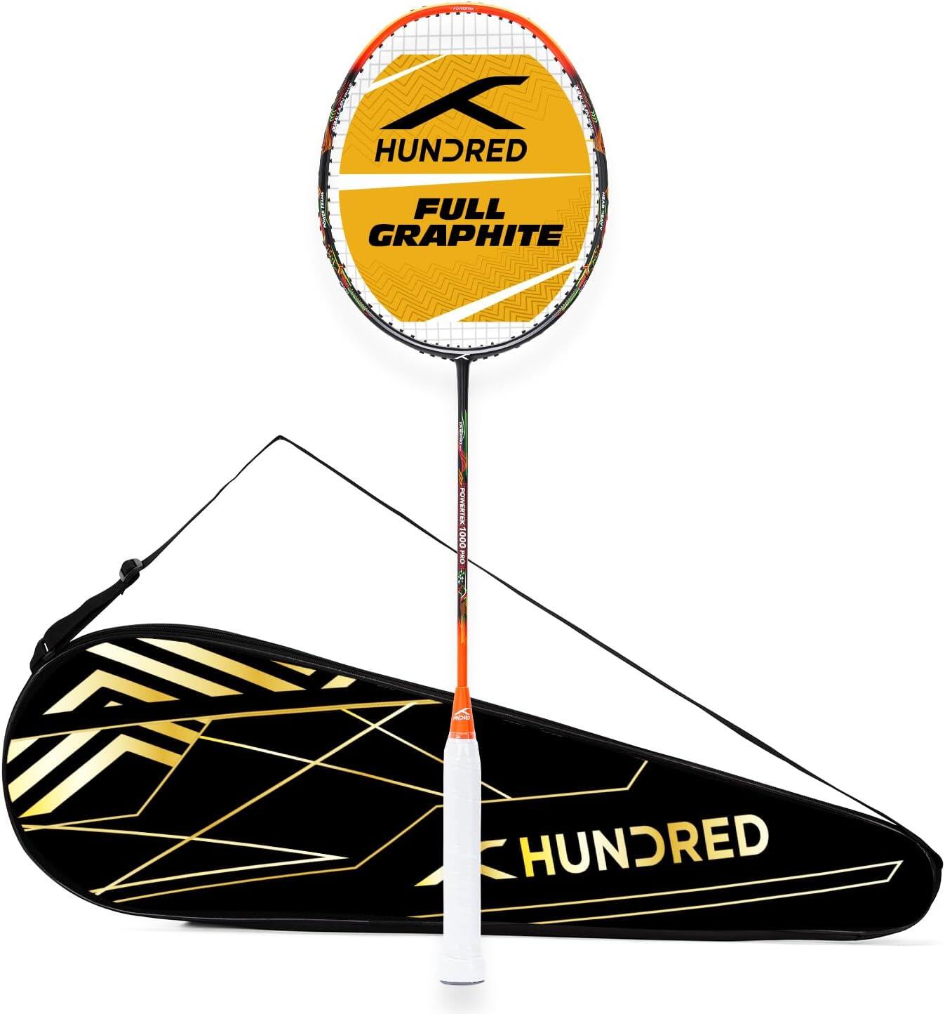 HUNDRED HUNDRED Powertek 1000 PRO Graphite Strung Badminton Racket | Maximum String