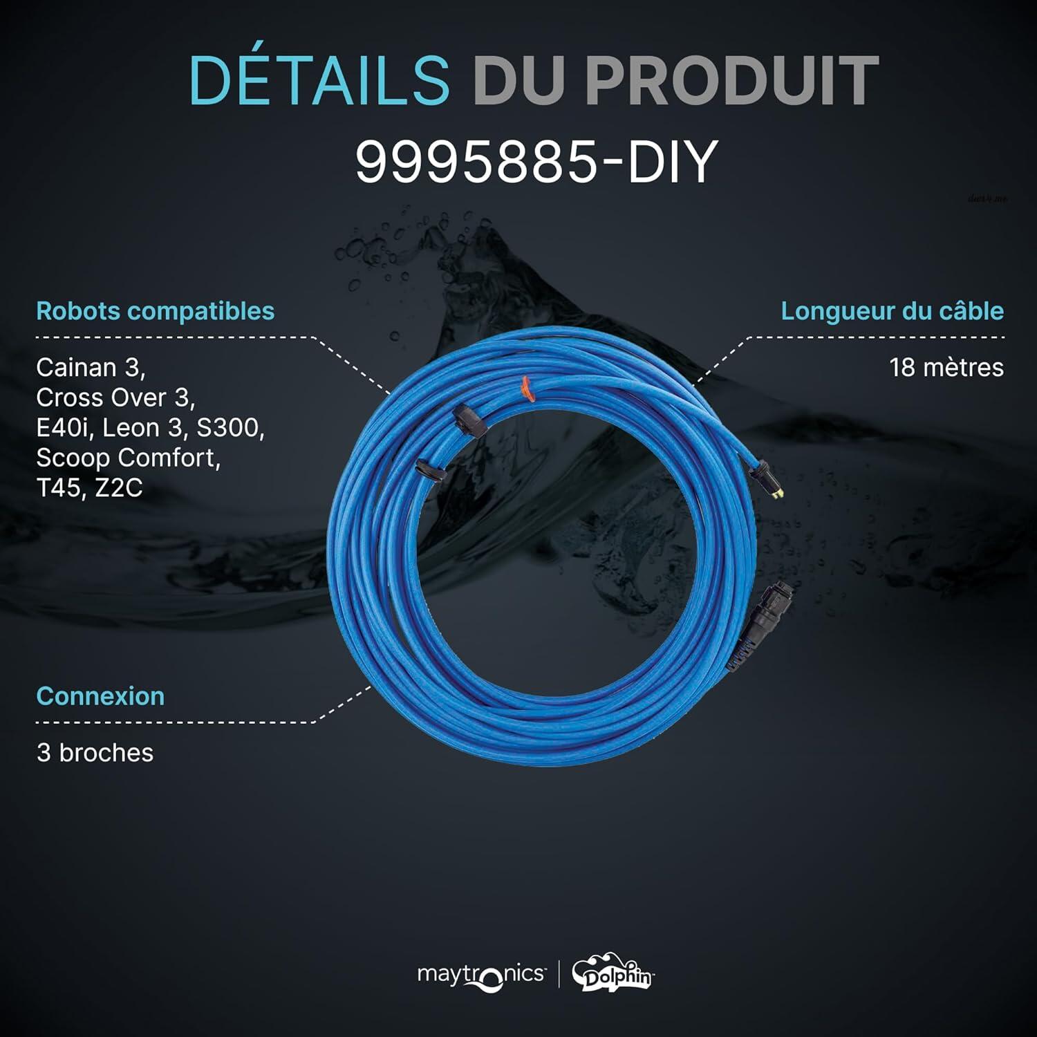 Cable d'alimentation 18m pour robot dolphin s300 et équivalent voir liste 3/4