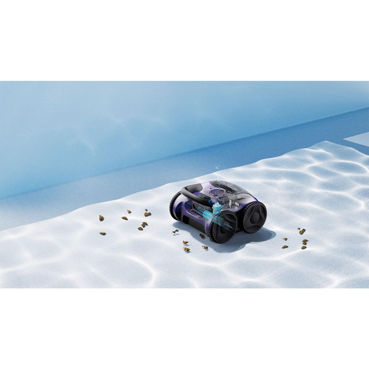 Robot aspirateur de piscine sans fil fond uniquement, durée de cycle jusqu'à 3/5