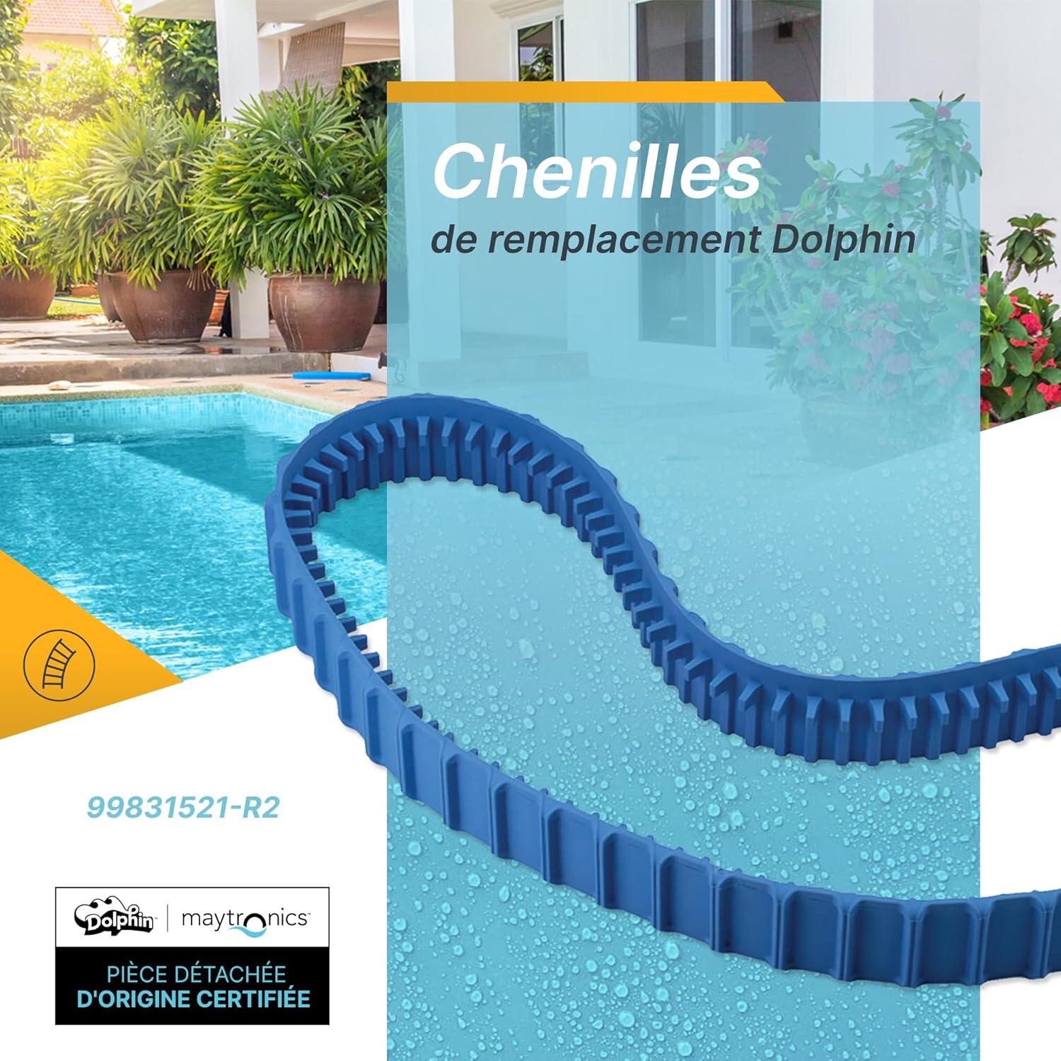 Chenilles de remplacement bleues (2 pièces) pour robot dolphin s100, s200, s300, 5/5