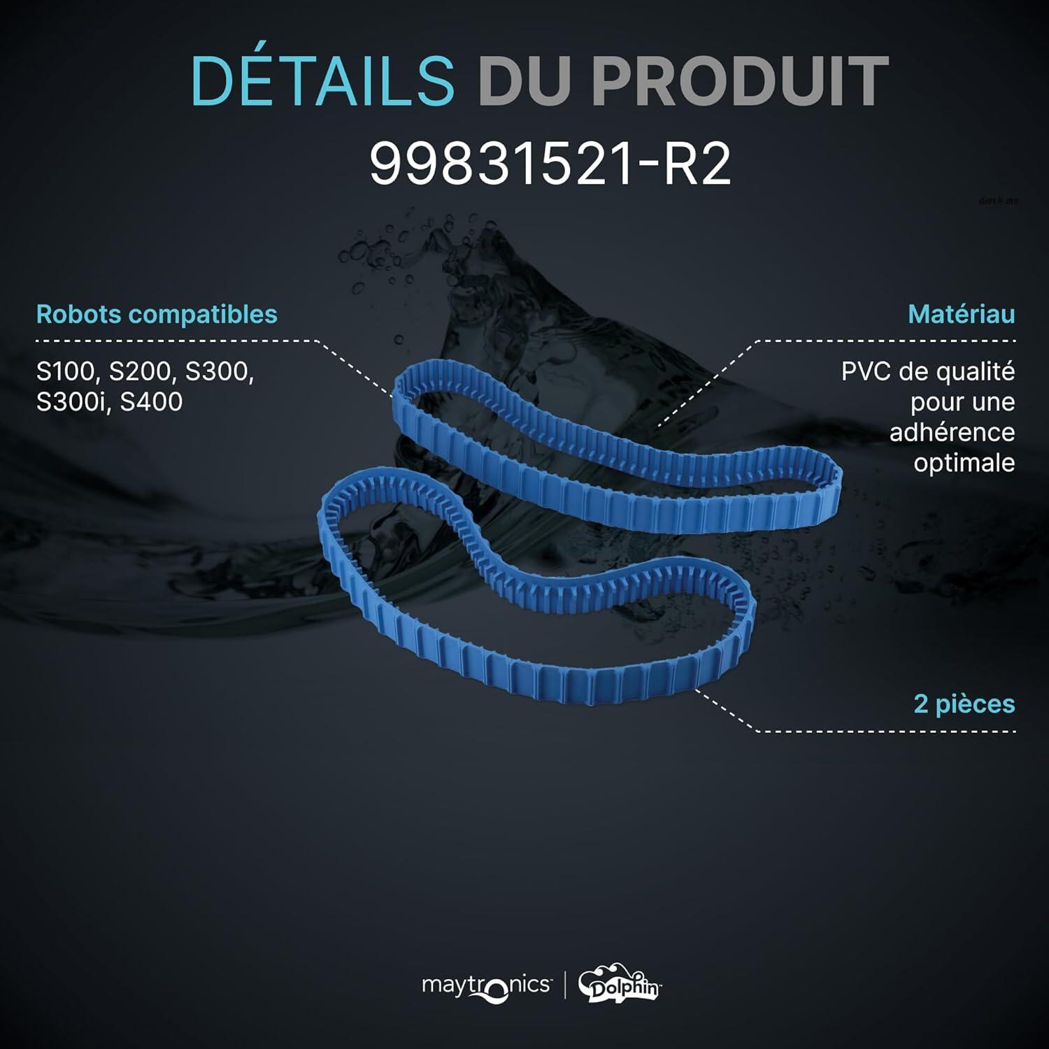 Chenilles de remplacement bleues (2 pièces) pour robot dolphin s100, s200, s300, 3/5