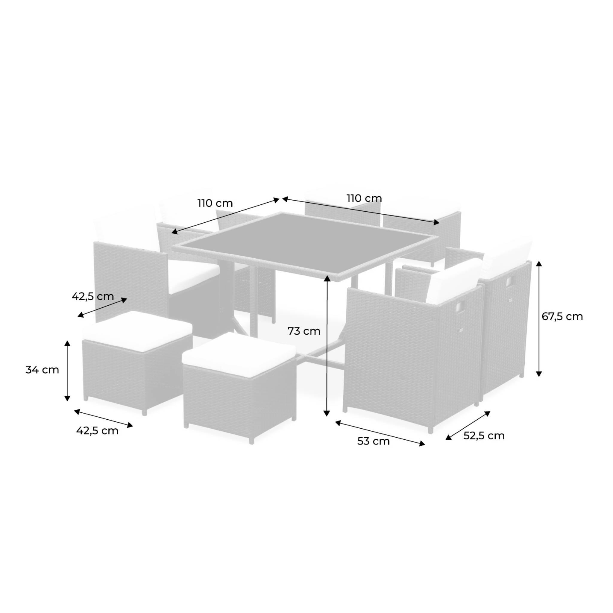 Mesa de jardim 4-8 lugares +  capa de proteção, Tons de cinza 5/6