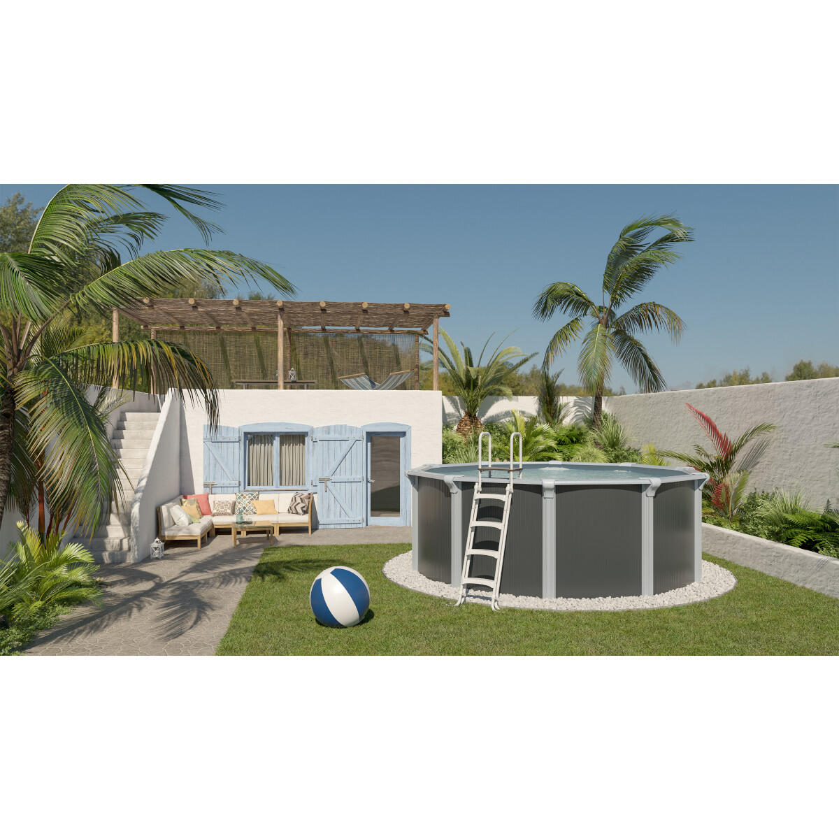 Trigano - Piscine Métal Hors Sol Anthracite 4,90 X 1,32 M - Piscine - Gris - No Size - Decathlon
