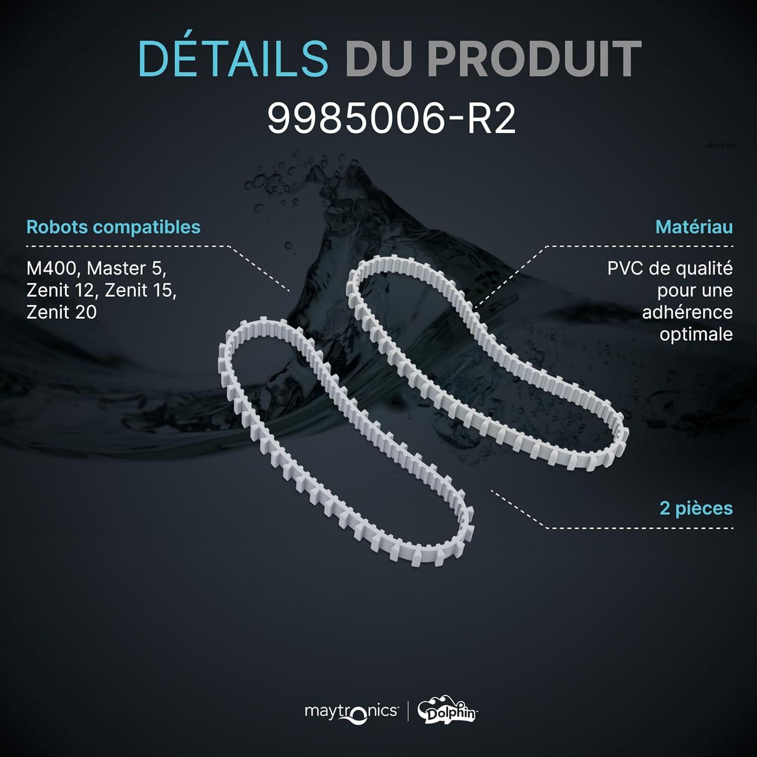 Lot de 2 chenilles d'entrainement grises pour robot dolphin 3/5