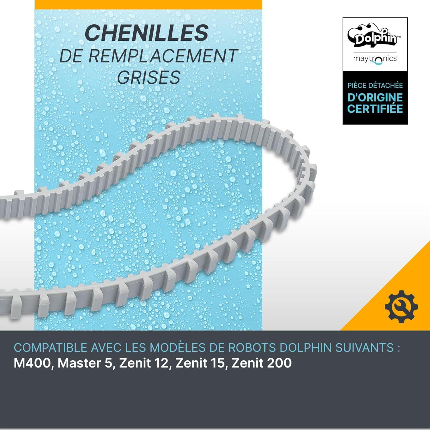 Lot de 2 chenilles d'entrainement grises pour robot dolphin 2/5