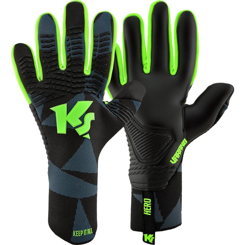 Torwarthandschuhe KEEPERsport Varan8 HERO NC – Schwarz/Grün (Paar). 1/1