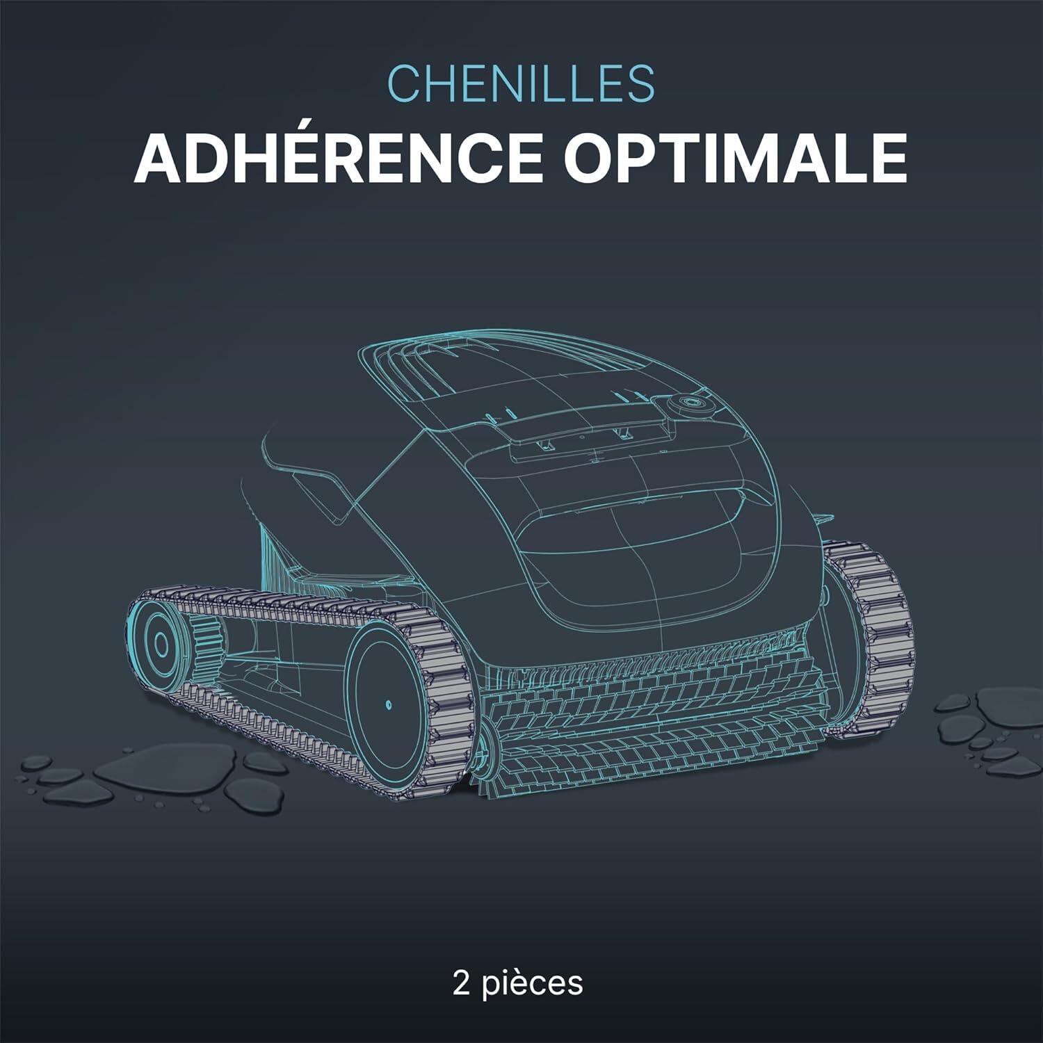 Chenilles de remplacement grises (2 pièces) pour dolphin gamme e et t 5/5