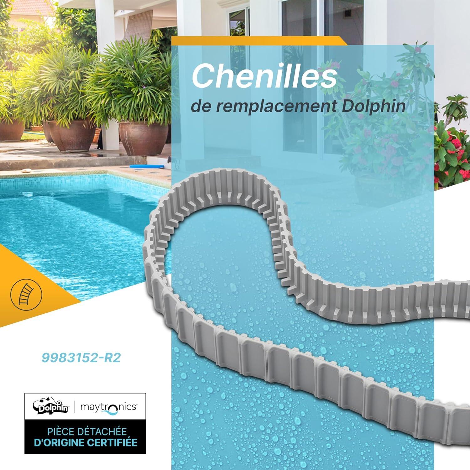 Chenilles de remplacement grises (2 pièces) pour dolphin gamme e et t 4/5