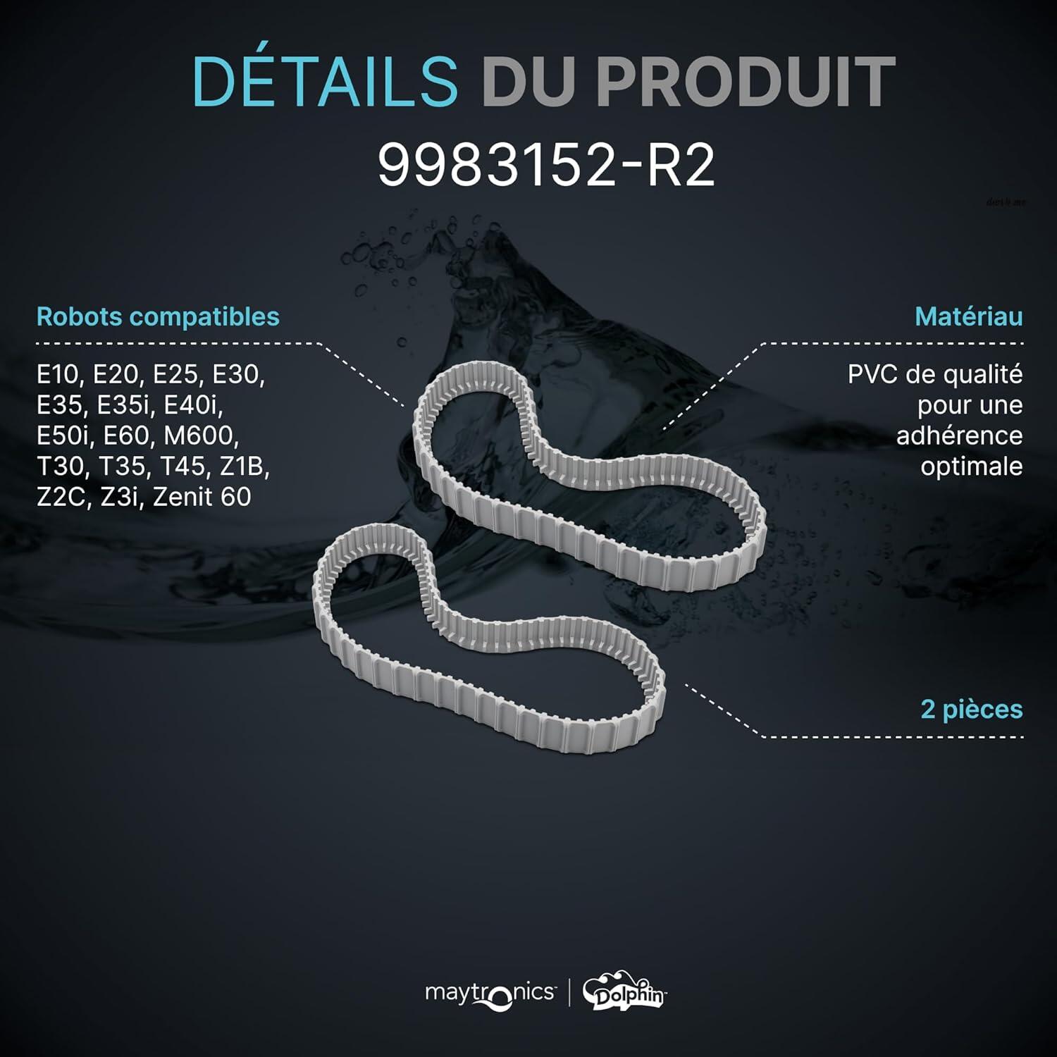 Chenilles de remplacement grises (2 pièces) pour dolphin gamme e et t 3/5