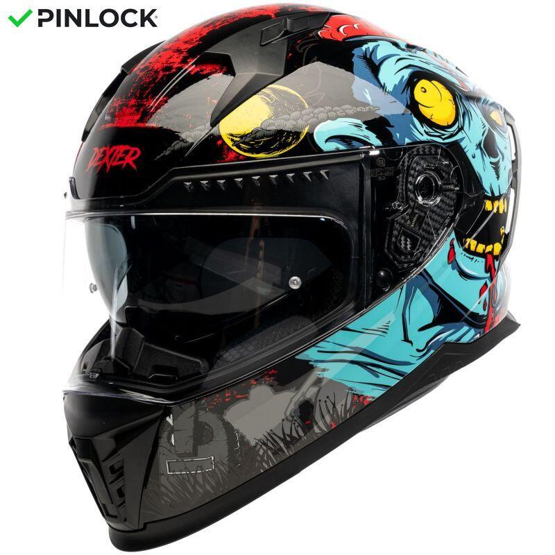 Casco Moto Dexter Proton Santita EROS NEGAN Adulte Noir/Vert Shiny