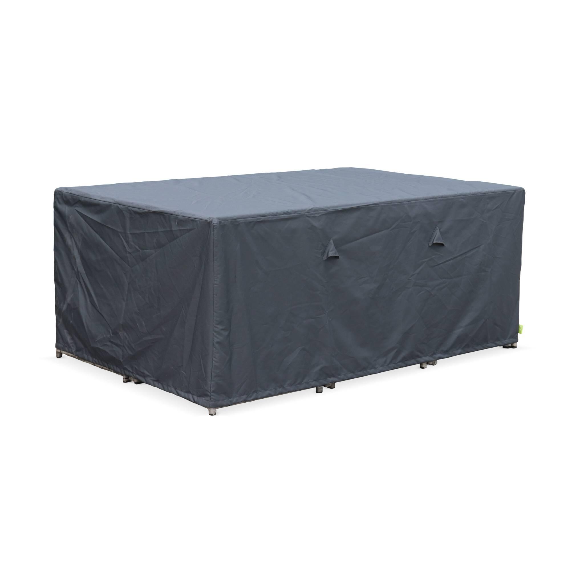 Mesa de jardim em resina com 10 cadeiras + capa de proteção, Beige 4/6