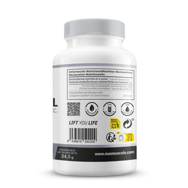 Resveratrol 255 mg - 60 plantaardige capsules MASmusculo 3/5