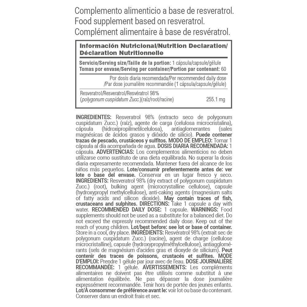 Resveratrol 255 mg - 60 plantaardige capsules MASmusculo 5/5