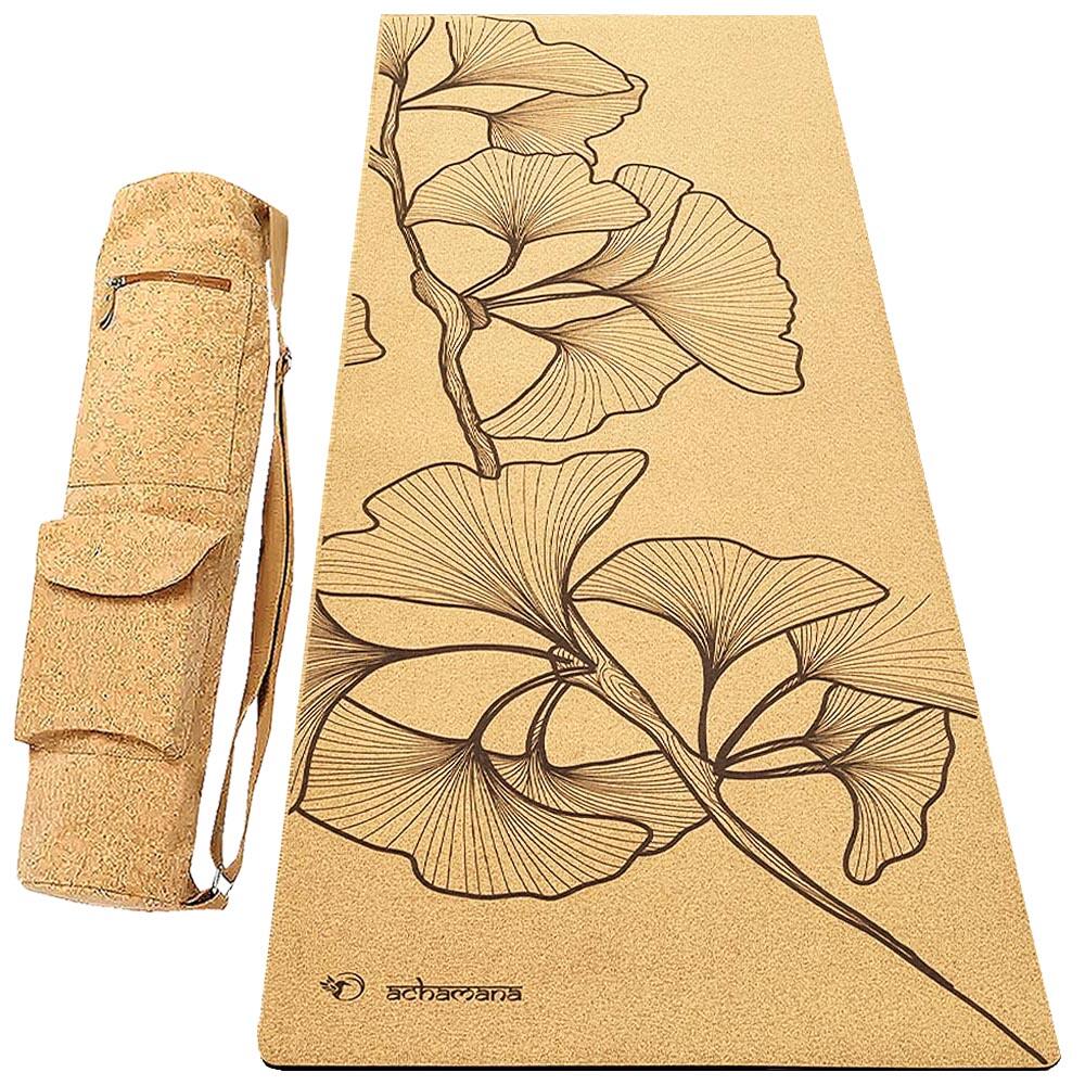 Achamana - Kit Tapis De Yoga Liège Et  Caoutchouc 5mm + Sac Liège  - Elévation - Tapis De Yoga - Beige - 183 Cm - Decathlon