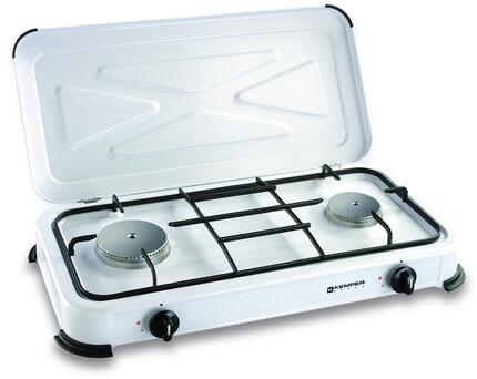 Réchaud à gaz 2 feux + couvercle blanc