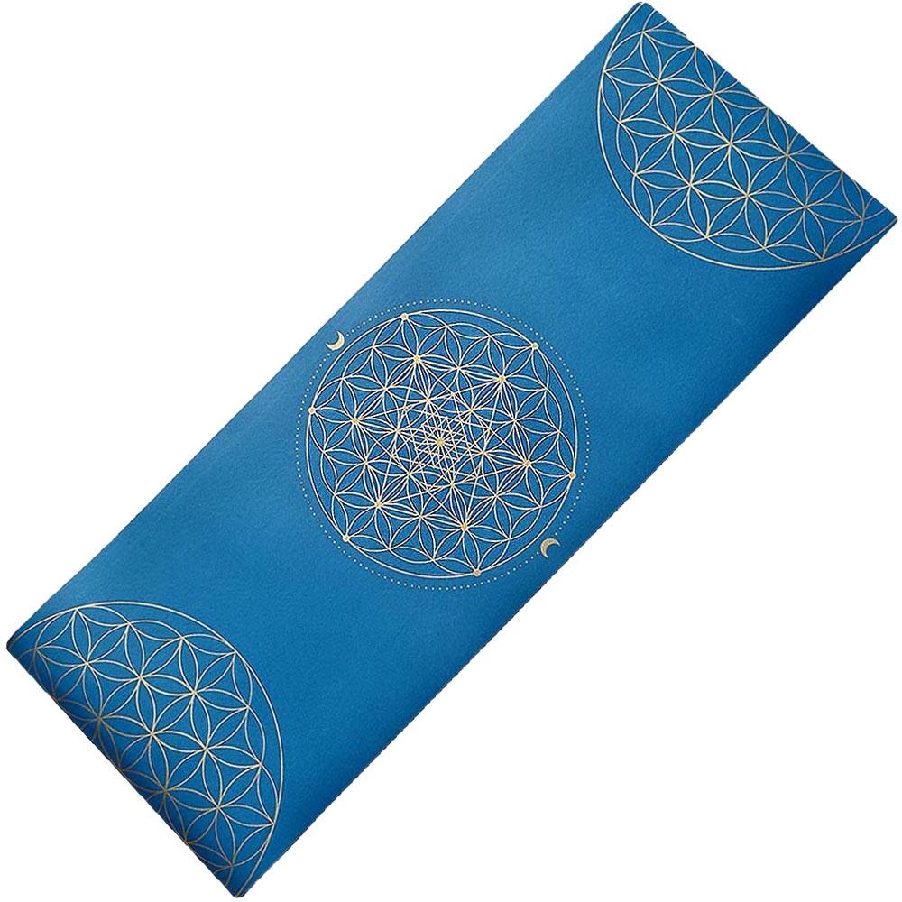 Tapis yoga TPE & PU, 6mmx68cmx1,85m, Métatron bleu, Mains sèches ou humides 3/7