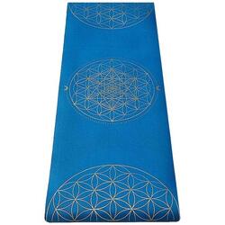 Tapis yoga TPE & PU, 6mmx68cmx1,85m, Métatron bleu, Mains sèches ou humides