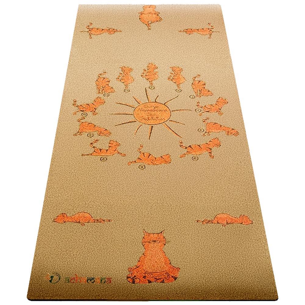 Achamana - Tapis Yoga Liège Enfant Confort & Adhérence - 6mmx61cmx1,51m - Chats Yogis - Tapis De Yoga - Beige|kaki - 152 Cm - Decathlon