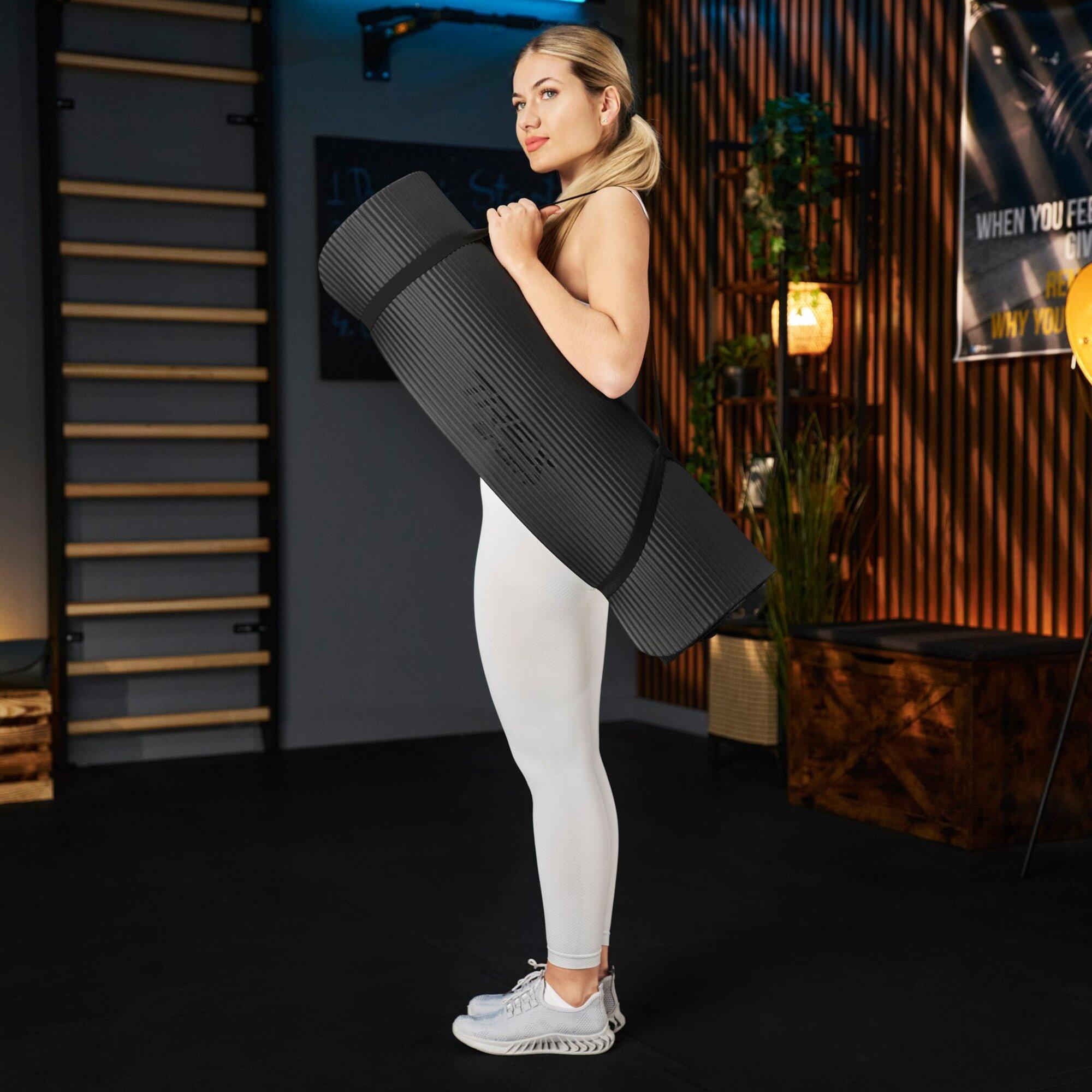 Mata fitness do ćwiczeń jogi pilatesu Trex Sport 190x80cm czarna 20mm 7/7