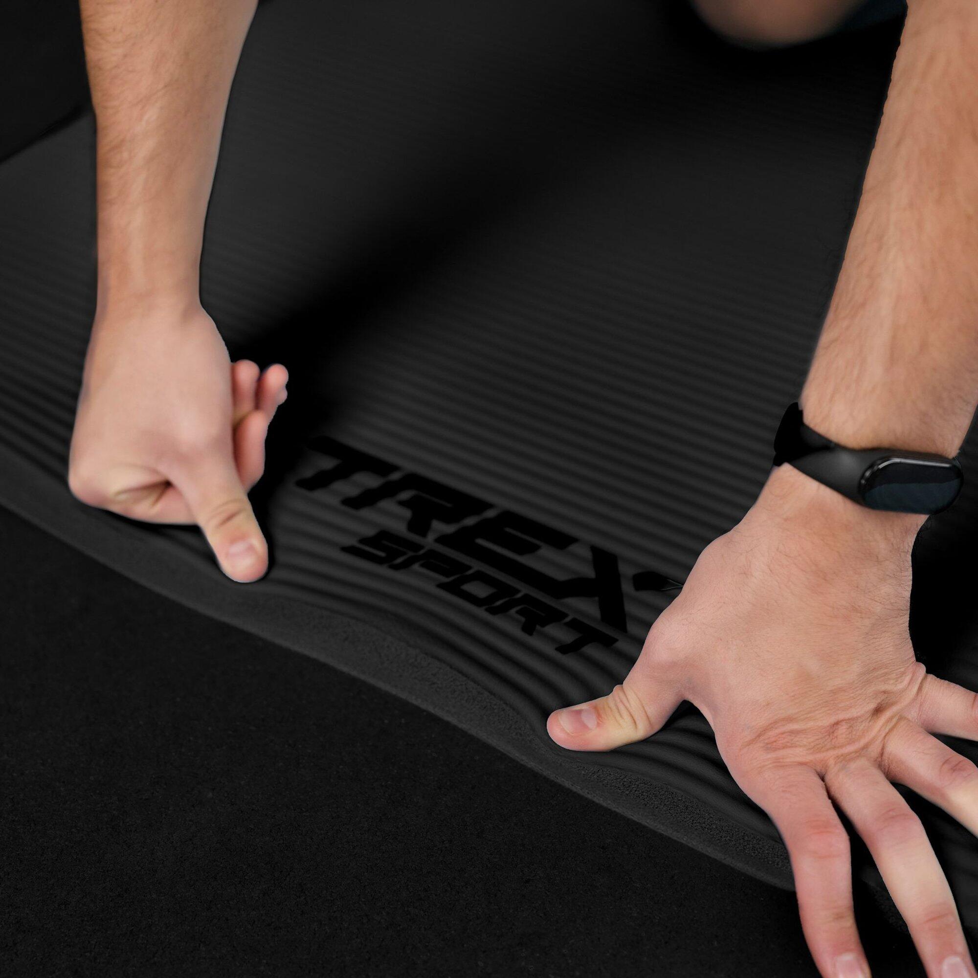 Mata fitness do ćwiczeń jogi pilatesu Trex Sport 190x80cm czarna 20mm 4/7