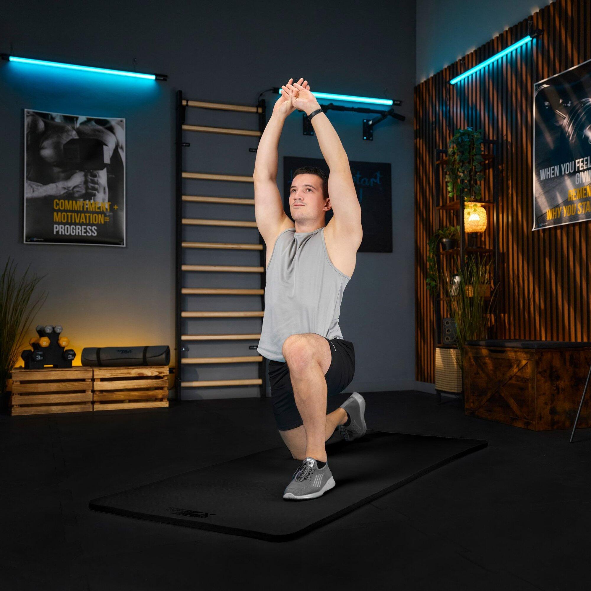 Mata fitness do ćwiczeń jogi pilatesu Trex Sport 190x80cm czarna 20mm 5/7