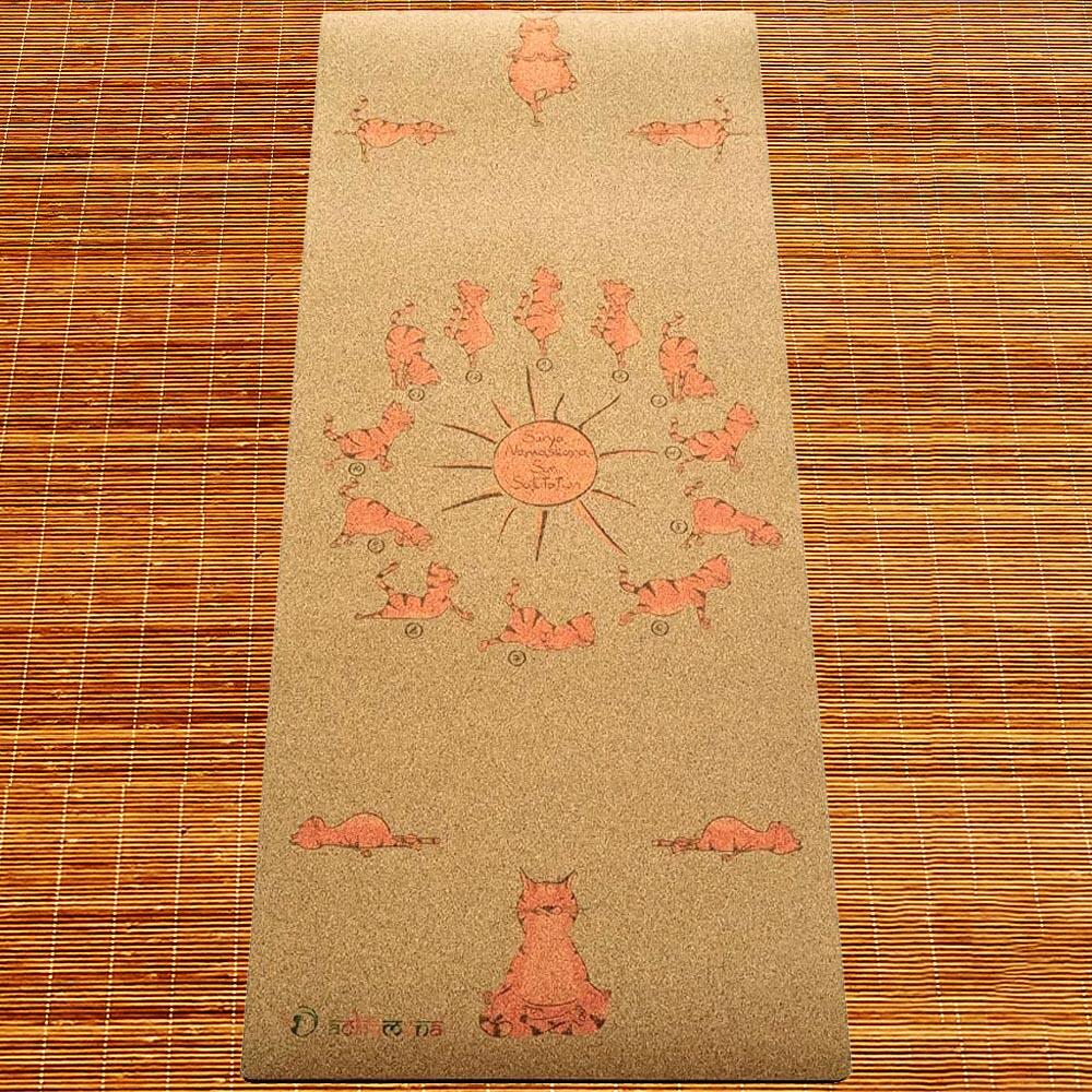 Tapis yoga liège enfant confort & adhérence - 6mmx61cmx1,51m - Chats yogis 4/6