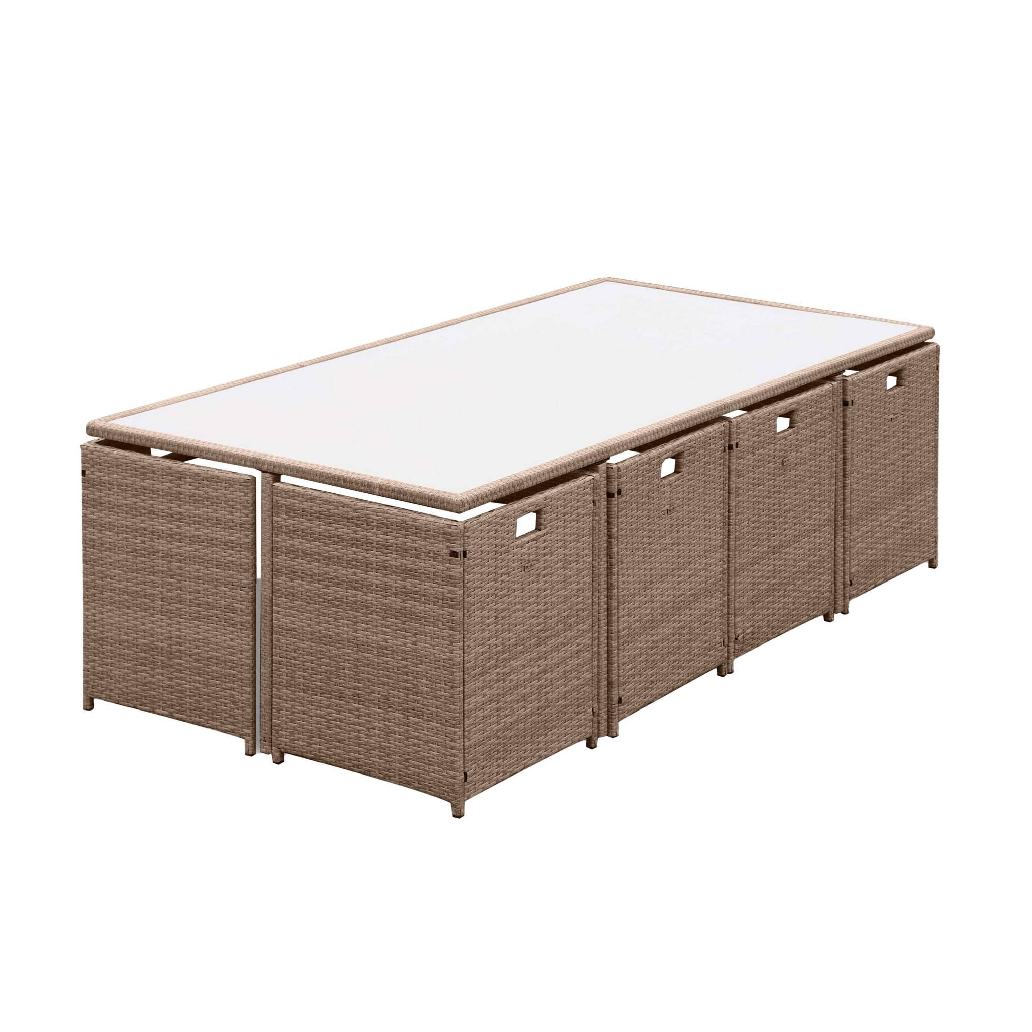 Mesa de jardim 8-12 lugares + capa de proteção, Beige 2/6