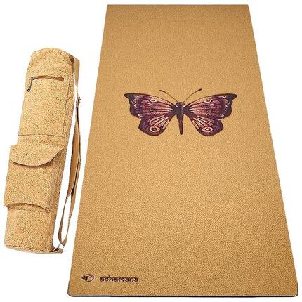 Kurk en rubber yoga mat 5mm + Kurk yoga tas - 4 ontwerpen
