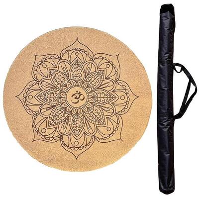 Tappeto yoga rotondo gomma e sughero -Pratica e meditazione- Mandala Om +borsa