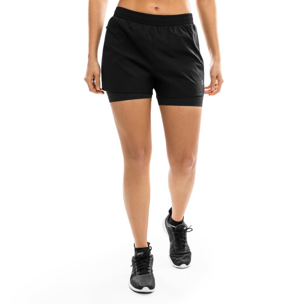 SIROKO Dames Fitness 2-in-1 sportshort Purpose Zwart