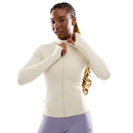 Veste fitness femme Division Beige ultralégère coupe ajustée