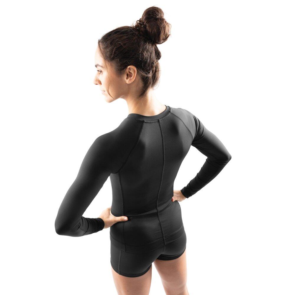 T-shirt fitness femme Sleek Noir manches longues coupe ajustée 2/8