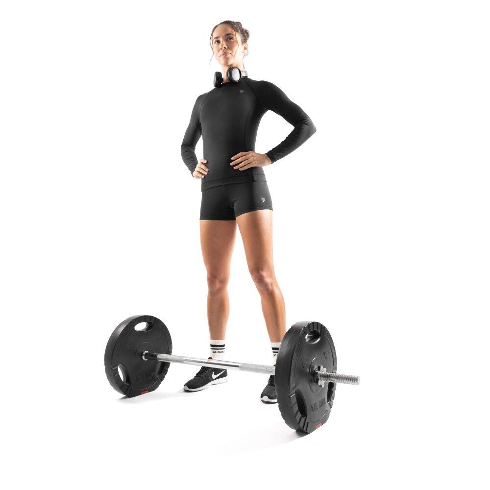 T-shirt fitness femme Sleek Noir manches longues coupe ajustée 3/8