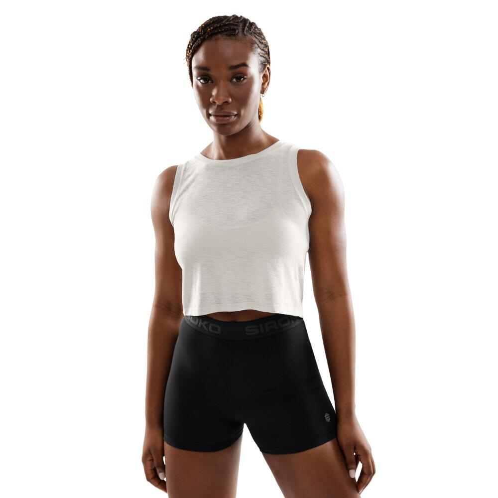 Women Fitness 's training sleeveless crop top Avast White