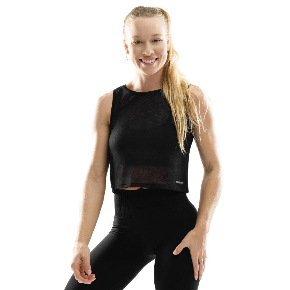 SIROKO Damen Fitness Ärmelloses trainings-croptop Beat Schwarz