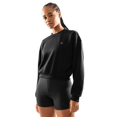 Dames fitness training cropped sweater studio zwart