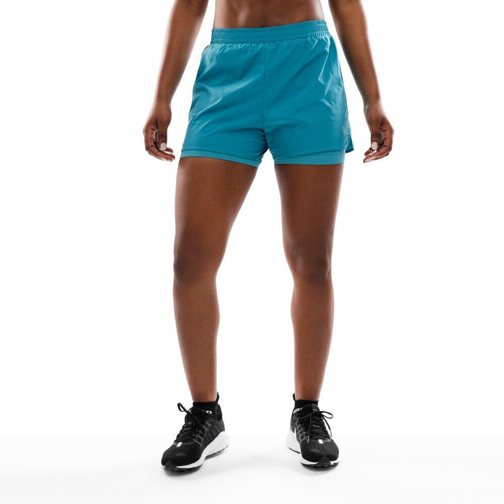 SIROKO Calções de treino 2 em 1 para mulher Fitness Gili Azul